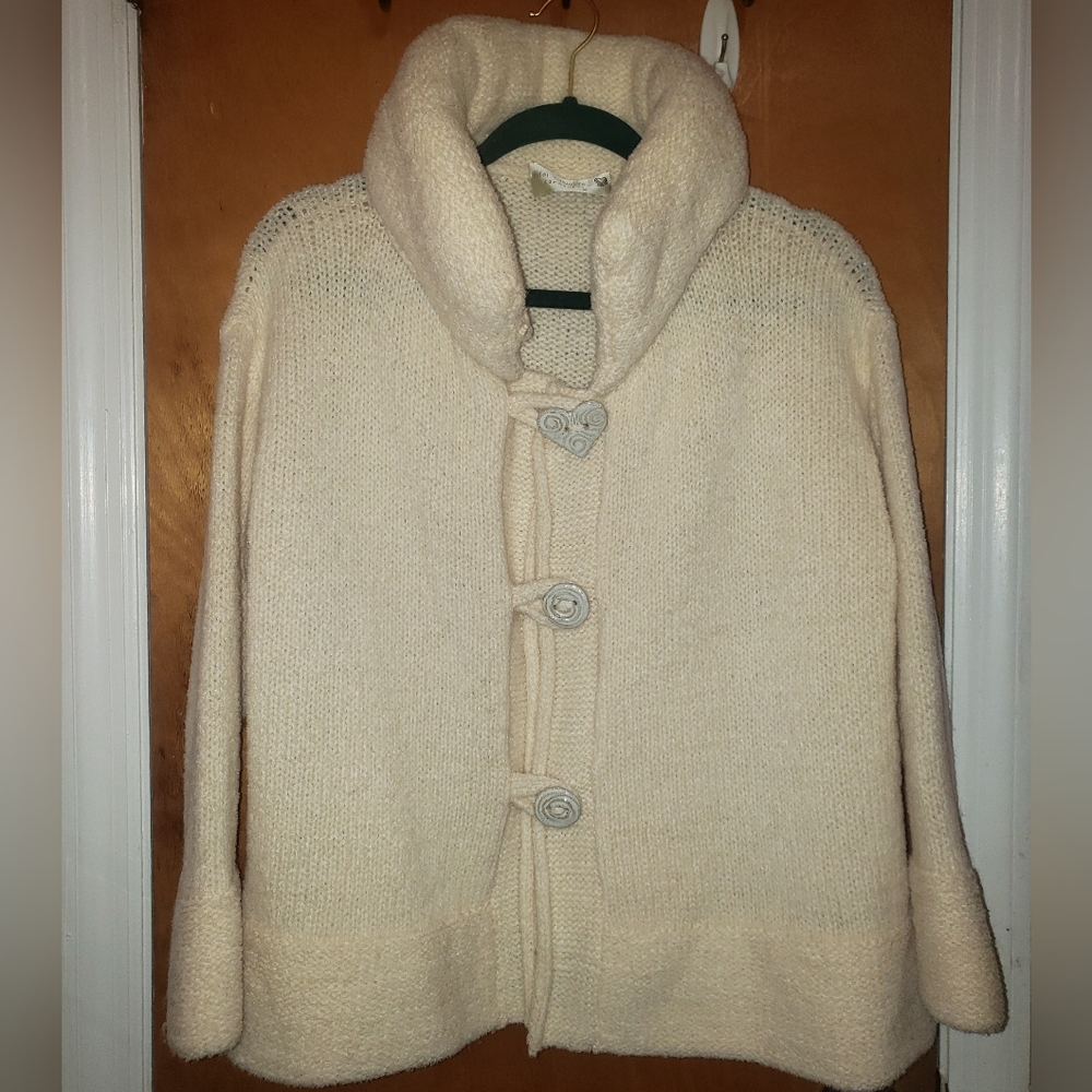 Vintage 100% Wool Edel Mcbride Donegal stand up collar sweater